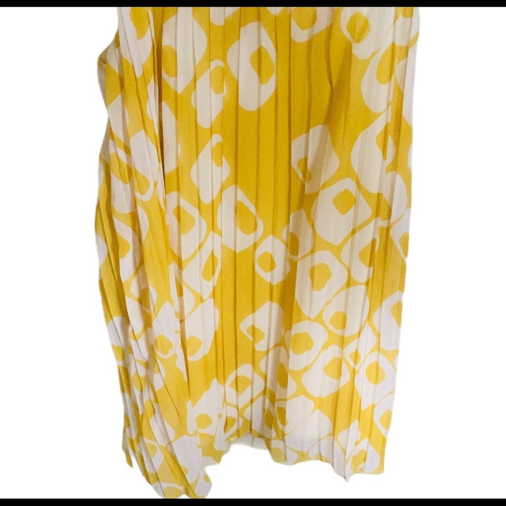 PINK MARTINI Mustard Yellow Swing Mini Dress Sheer Overlay Medium Boho - Picture 13 of 15